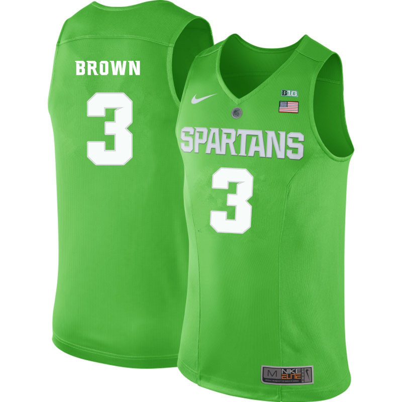 Men Michigan State Spartans #3 Shannon Brown NCAA Nike Authentic Green 2020 College Stitched Basketball Jersey ZM41K56IO